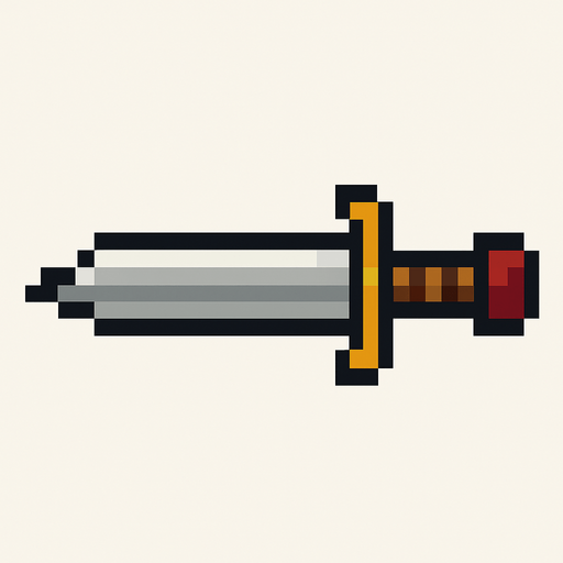 espada de pixeles orizontal.
In-Game asset.  2d.  High contrast.  No shadows