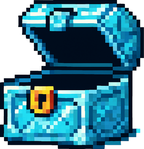 2d pixel bir elmasdan hazine sandığı.
In-Game asset.  2d.  High contrast.  No shadows