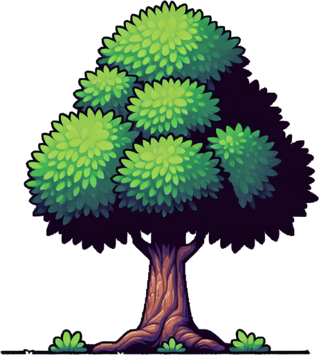 tree.
Single Game Texture.  In-Game asset.  2d.  Blank background.  High contrast.  No shadows