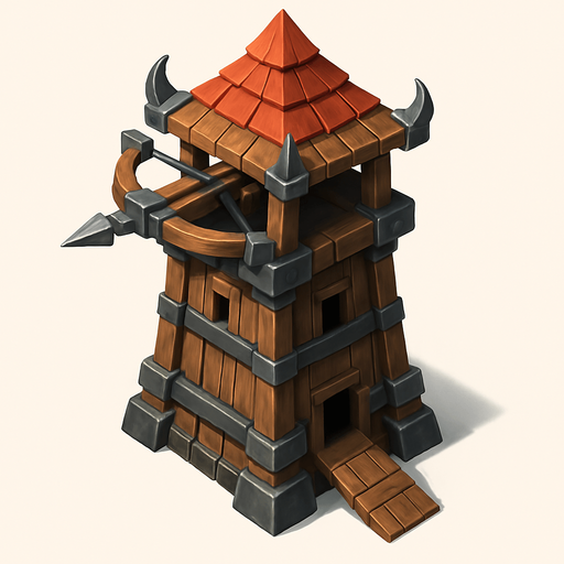 Saldırı kulesi, Gerçekçi, kuş bakışı görünüm, yazısız..
In-Game asset.  High contrast.  No shadows, 3d olsun.