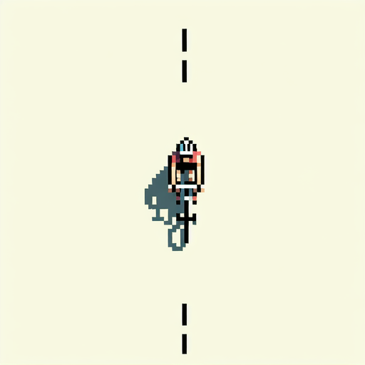 cyclist seen from the top. bird-eye perspective. pixelated. 8 bit.
Single Game Texture. In-Game asset. 2d. Blank background. High contrast. No shadows.