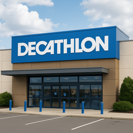 realistic photo of inside of a decathlon store