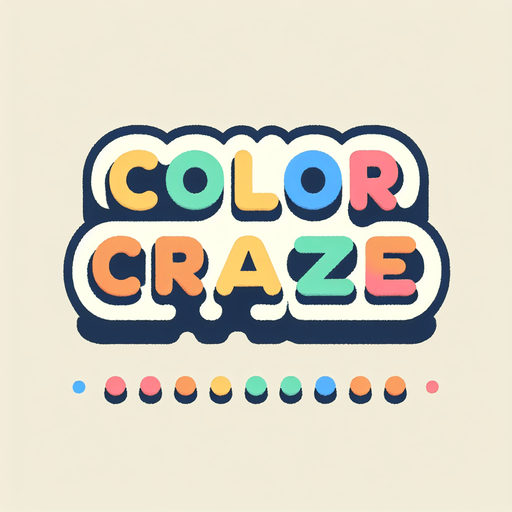 A logo for the game showing the title "Color Craze" with each letter in a different colors, picked from a nice muted palette in simple and clean style..
Single Game Texture. In-Game asset. 2d. Blank background. High contrast. No shadows.