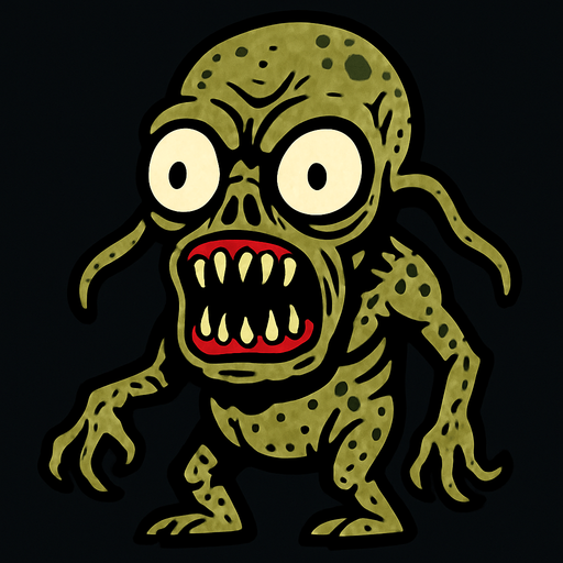 çirkin korkutucu uzaylı.
In-Game asset.  2d.  High contrast.  No shadows