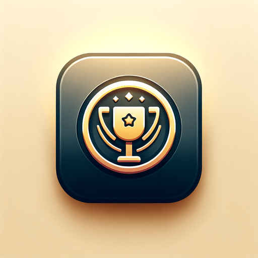 A square app store icon with rounded edges, designed for a WIN screen app. The icon features a simple trophy or star symbol in the center, glowing softly to signify achievement. The background is a gradient of gold to yellow, giving the icon a celebratory yet minimalistic look.
Single Game Texture. In-Game asset. 2d. Blank background. High contrast. No shadows.