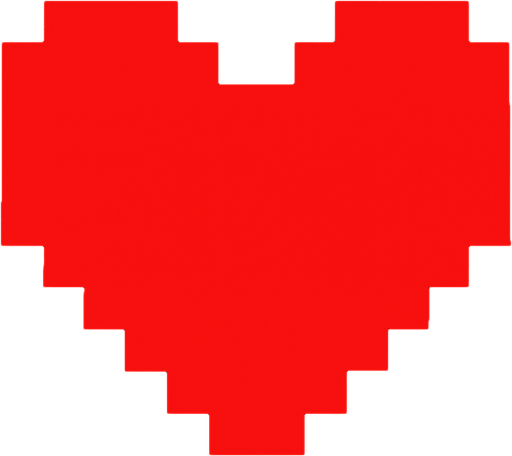 un corazon pixeleado al estilo de DELTARUNE u Undertale.
In-Game asset.  2d.  High contrast.  No shadows