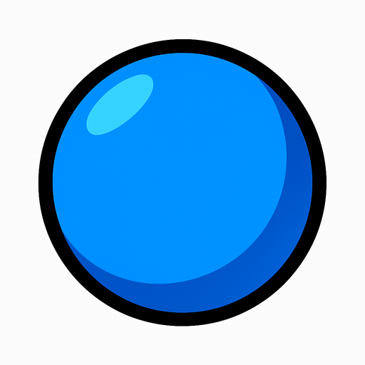 blue ball.
In-Game asset.  2d.  High contrast.  No shadows