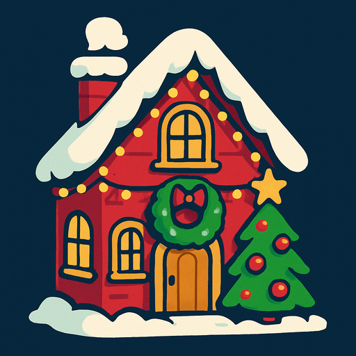 christmas house.
In-Game asset.  2d.  High contrast.  No shadows