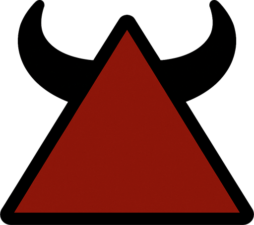 un triangolo rojo oscuro con cuernos.
In-Game asset.  2d.  High contrast.  No shadows