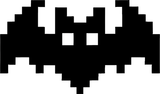 black bat pixel.
In-Game asset.  2d.  High contrast.  No shadows