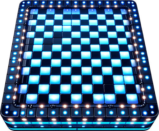 blue and black checkerboard patter led lights.
Single Game Texture. In-Game asset. 2d. Blank background. High contrast. No shadows.