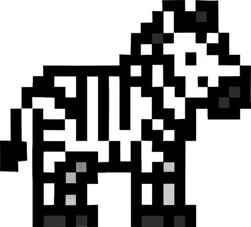 Zebra pixel.
In-Game asset.  2d.  High contrast.  No shadows