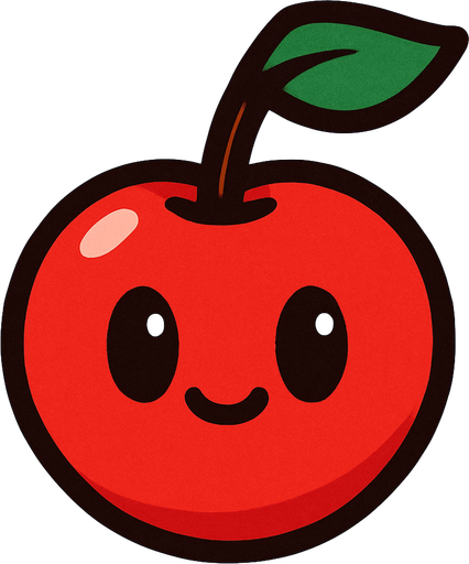 Cherry 
 with face.
In-Game asset.  2d.  High contrast.  No shadows