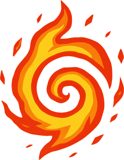 Alev spiral parçacık.
In-Game asset.  2d.  High contrast.  No shadows