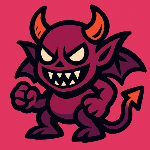 Make a mascot evil creature.
In-Game asset.  2d.  High contrast.  No shadows