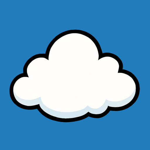 Haz una sola nube carton de color blanco.
In-Game asset.  High contrast.  No shadows