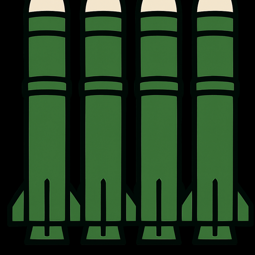 only green missiles with white caps, same as in the image
