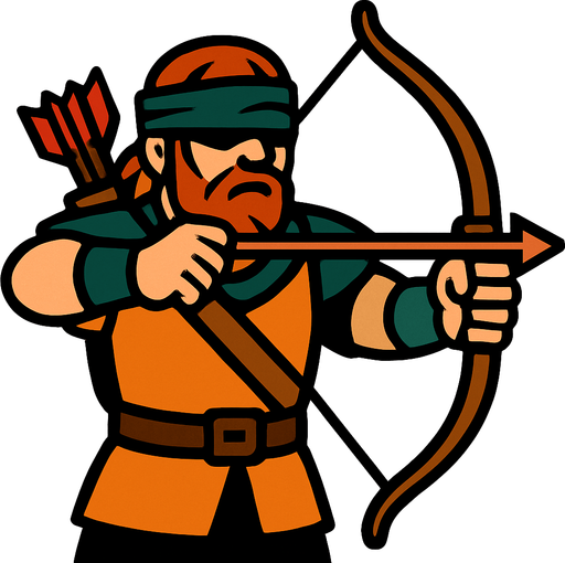 Kör bir okçu.
In-Game asset.  2d.  High contrast.  No shadows