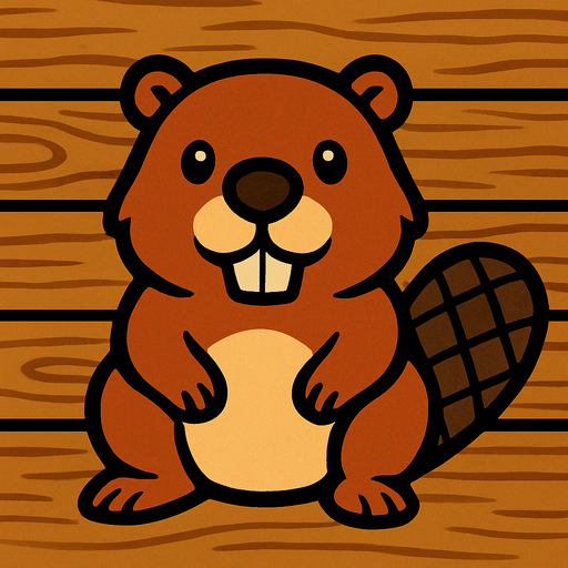 A beaver with wooden background.
In-Game asset.  2d.  High contrast.  No shadows