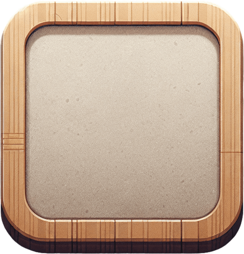 flat sqare button with blank space for the text , made of wood, with a very thin stone slightly rounded trim. --ar 3:1