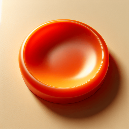 top view of a concave orange button.