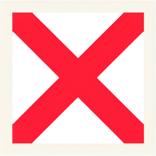 Red X. Nothing else..
Single Game Texture. In-Game asset. 2d. Blank background. High contrast. No shadows.