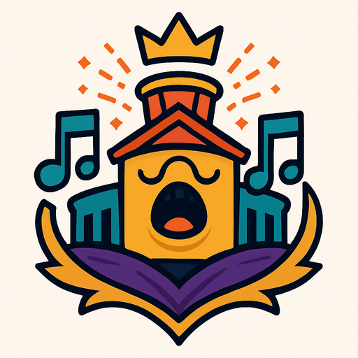 RoyalCrest de una Sala de Conciertos Viviente.
In-Game asset.  2d.  High contrast.  No shadows