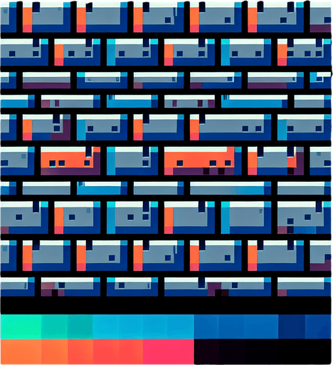 bricks should be like rgb color and without background.
Single Game Texture. In-Game asset. 2d. Blank background. High contrast. No shadows.