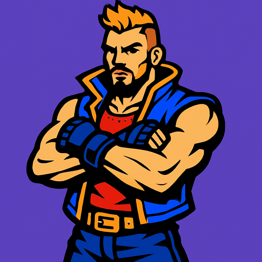fighter cool guy epic.
In-Game asset.  2d.  High contrast.  No shadows