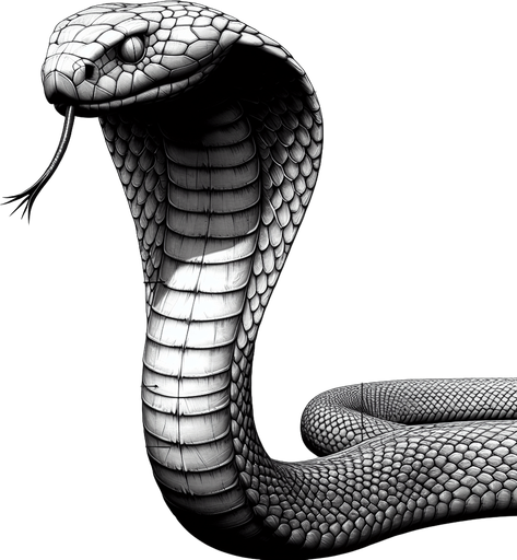 king cobra.
Single Game Texture. In-Game asset. 2d. Blank background. High contrast. No shadows.
