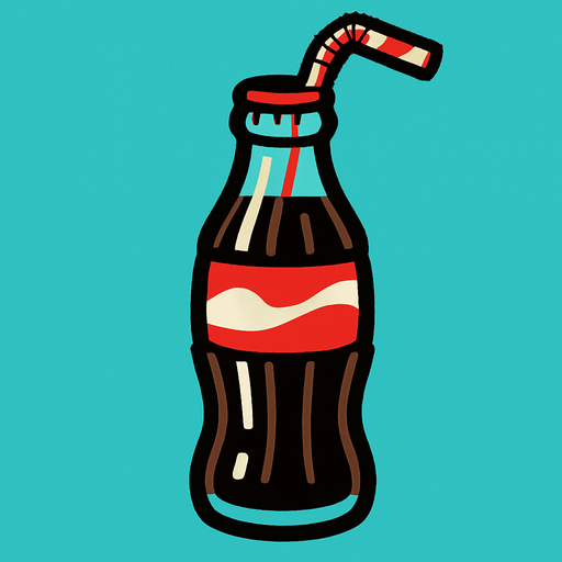 Coke bottle with straw.
In-Game asset.  2d.  High contrast.  No shadows