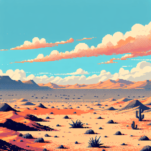 pixel art desert.
Single Game Texture. In-Game asset. 2d. Blank background. High contrast. No shadows.