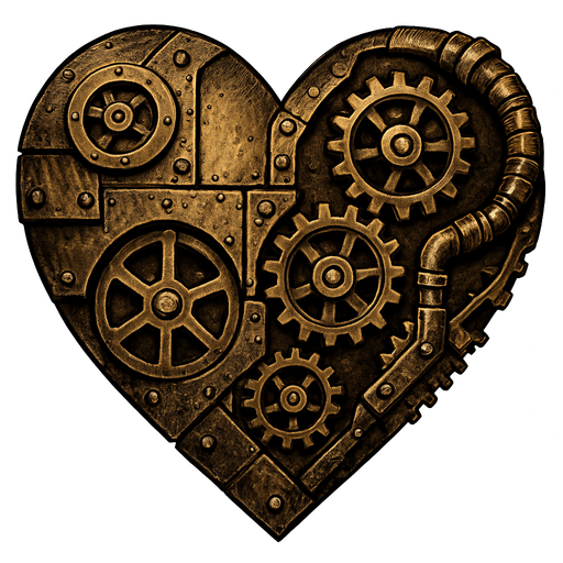 haz un corazon con aspecto steampunk metalico desgastado.
In-Game asset.  2d.  High contrast.  No shadows