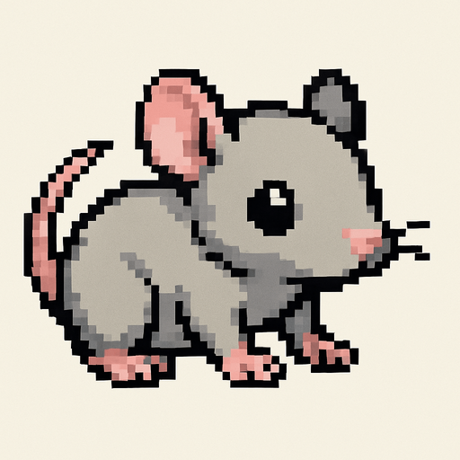baby rat sprite.
In-Game asset.  2d.  High contrast.  No shadows. cartoonm. animated
