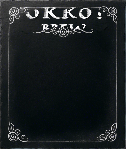 Text "ROOKIE BREW" handwritten in chalk