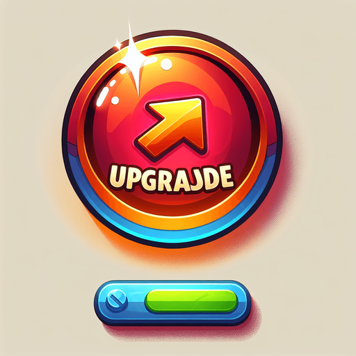 Upgrade button.
Single Game Texture.  In-Game asset.  2d.  Blank background.  High contrast.  No shadows