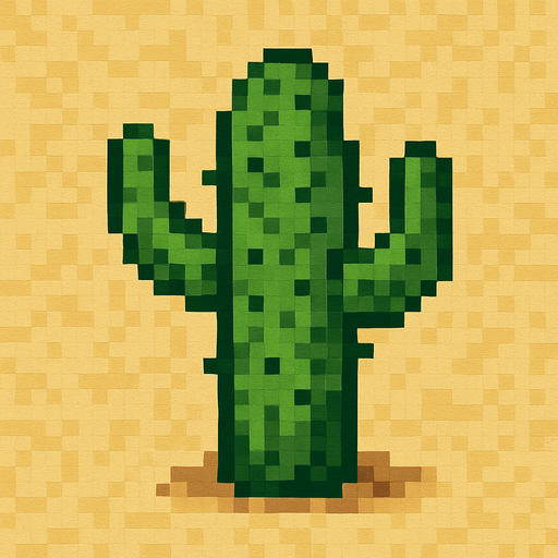 vazoda olmayan bir çöl kaktüsü yap pixel şekilde.
In-Game asset.  2d.  High contrast.  No shadows