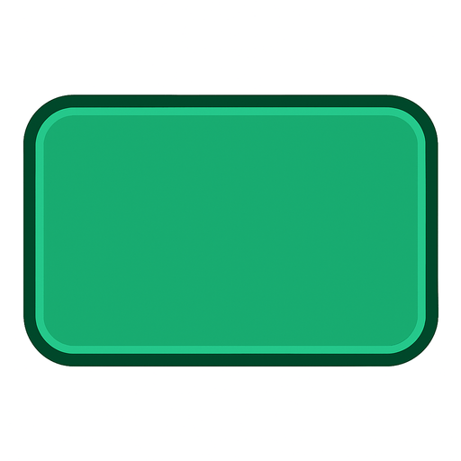 Crea un rectángulo para asset de botón. Debe ser: color verde esmeralda con borde en forma de rectángulo.
Los colores deben ser planos, y los bordes redondeados.
In-Game asset.  2d.  High contrast.  No shadows. anime. simple