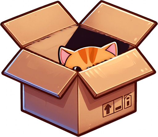 Cute cartoon line art ginger cat peeking from a box