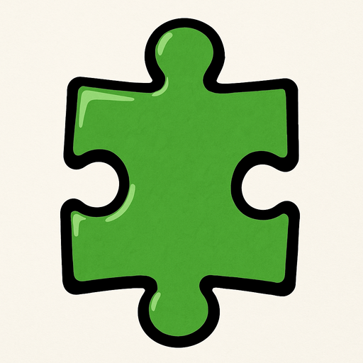 A green puzzle piece.
In-Game asset.  2d.  High contrast.  No shadows