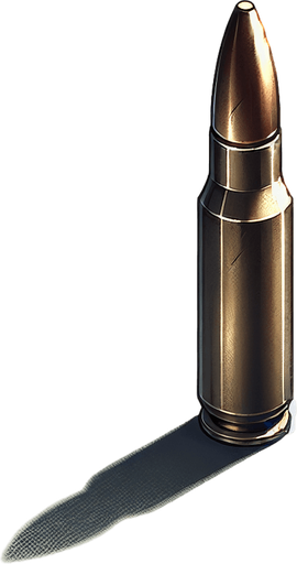 Bullet.
Single Game Texture. In-Game asset. 2d. Blank background. High contrast. No shadows.