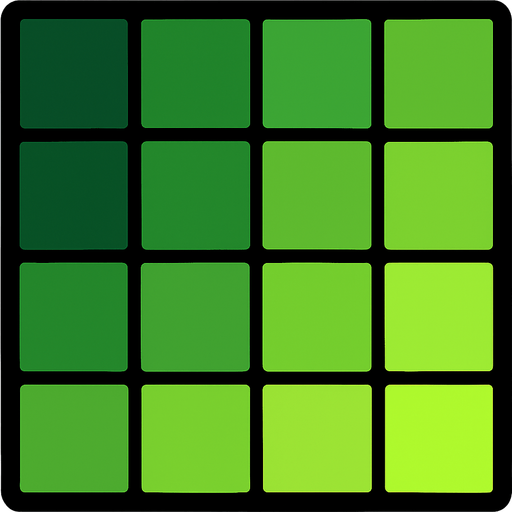 casillas de cuadros de colores verdes.
In-Game asset.  2d.  High contrast.  No shadows