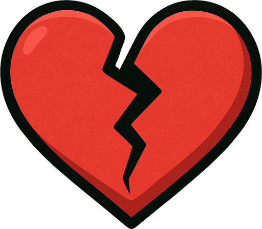 Broken heart with a little shadows.
In-Game asset.  2d.  High contrast.  No shadows