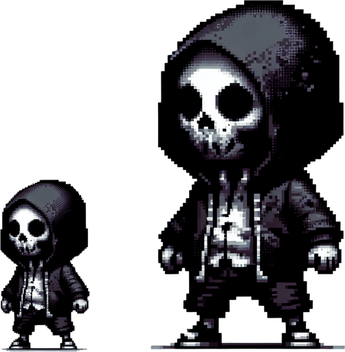 a kid thief in wearing a black hoodie. Also looking like a zombie Single Game Texture. In-Game asset. 2d. Blank background. High contrast. No shadows.