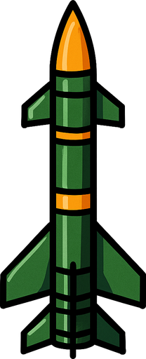 A surface-to-air (SAM) missile..
In-Game asset.  2d.  High contrast.  No shadows