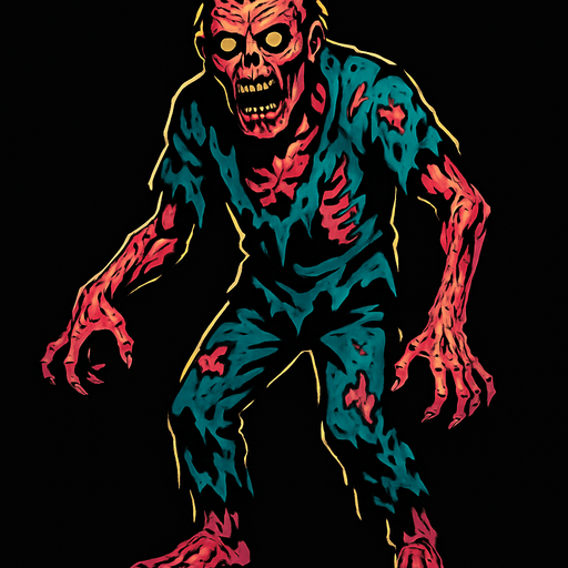 a horror zombie.
In-Game asset.  2d.  High contrast.  No shadows