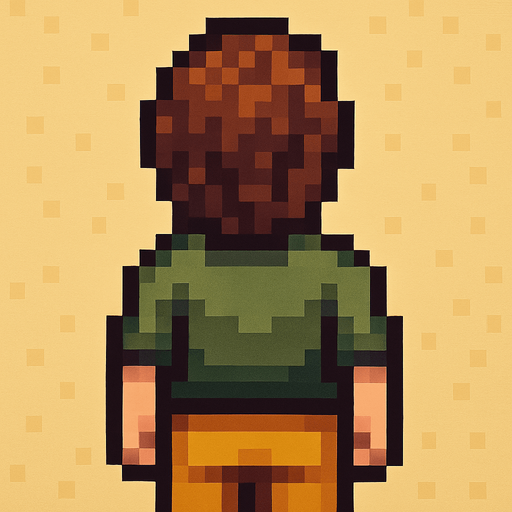 yellow plus brown haired man pixel art with different colors of clothing