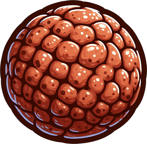 A meat ball.
Single Game Texture. In-Game asset. 2d. Blank background. High contrast. No shadows.