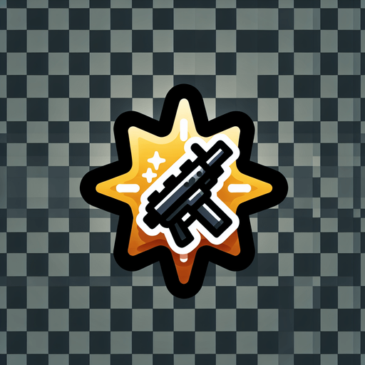 weapon power up icon.
Single Game Texture. In-Game asset. 2d. Blank background. High contrast. No shadows.