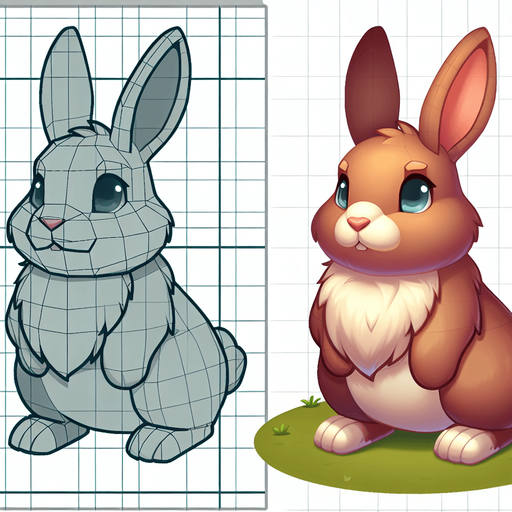 Rabbit.
Single Game Texture.  In-Game asset.  2d.  Blank background.  No shadows